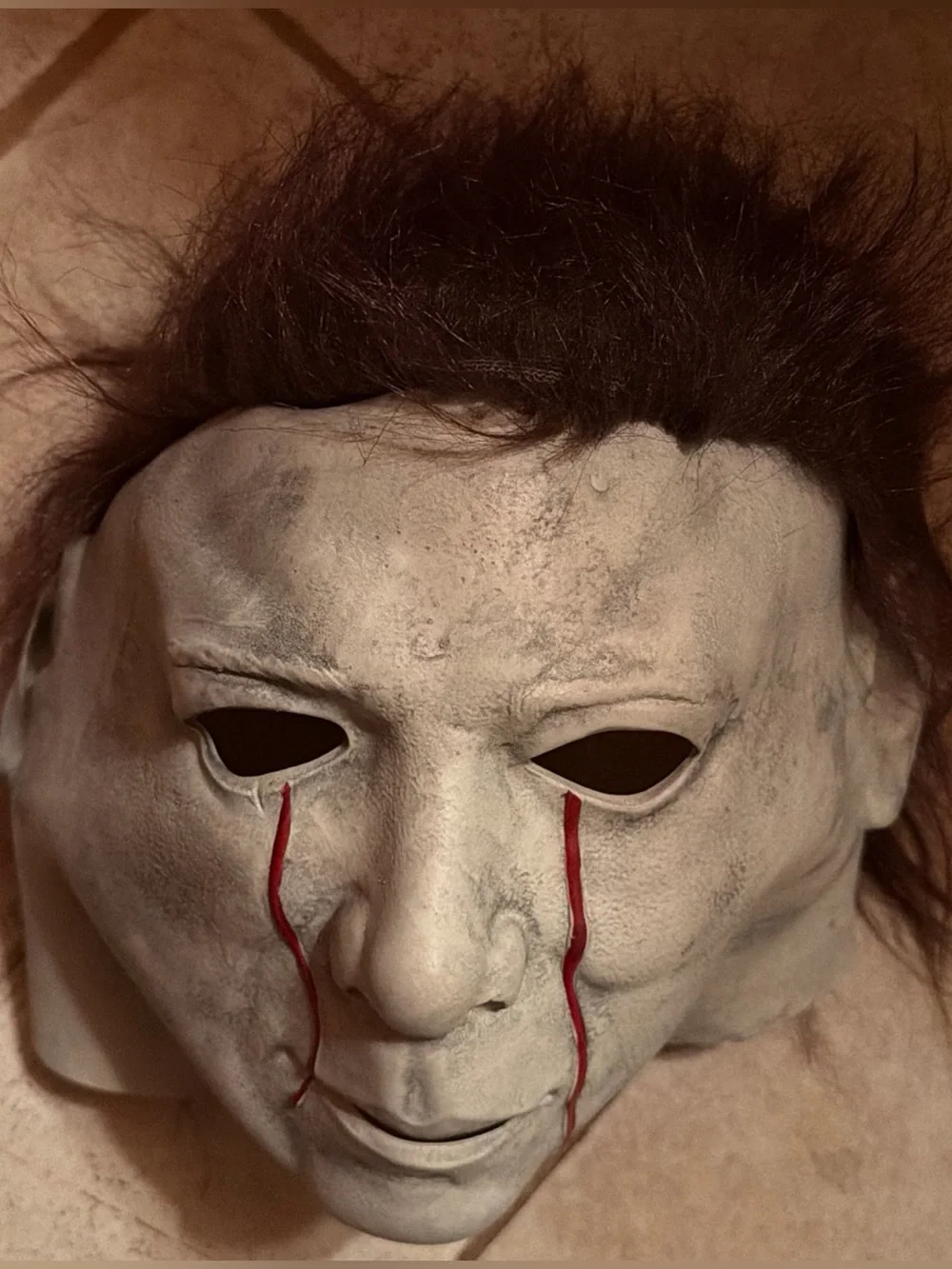 Halloween II Michael Myers Latex Rubber Mask Blood Tears horror Movie Costume OS